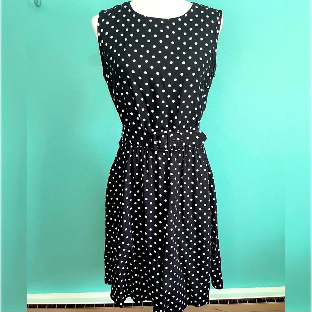VINTAGE 1990s black polka dot dress